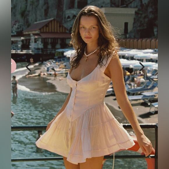 Anthropologie/ Vanessa Mooney Elizabeth Romper Dress in Cream Satin S BNWT - Picture 3 of 8